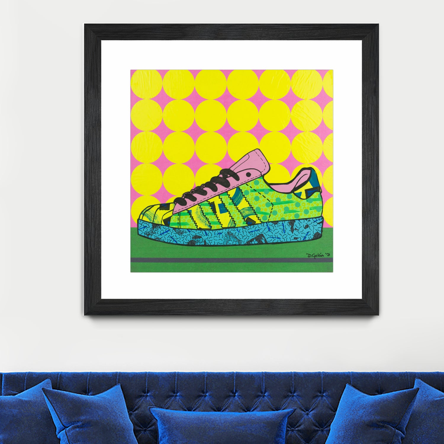 Superstar Green Pink Blue by David Galan on GIANT ART - green illustration sneeker