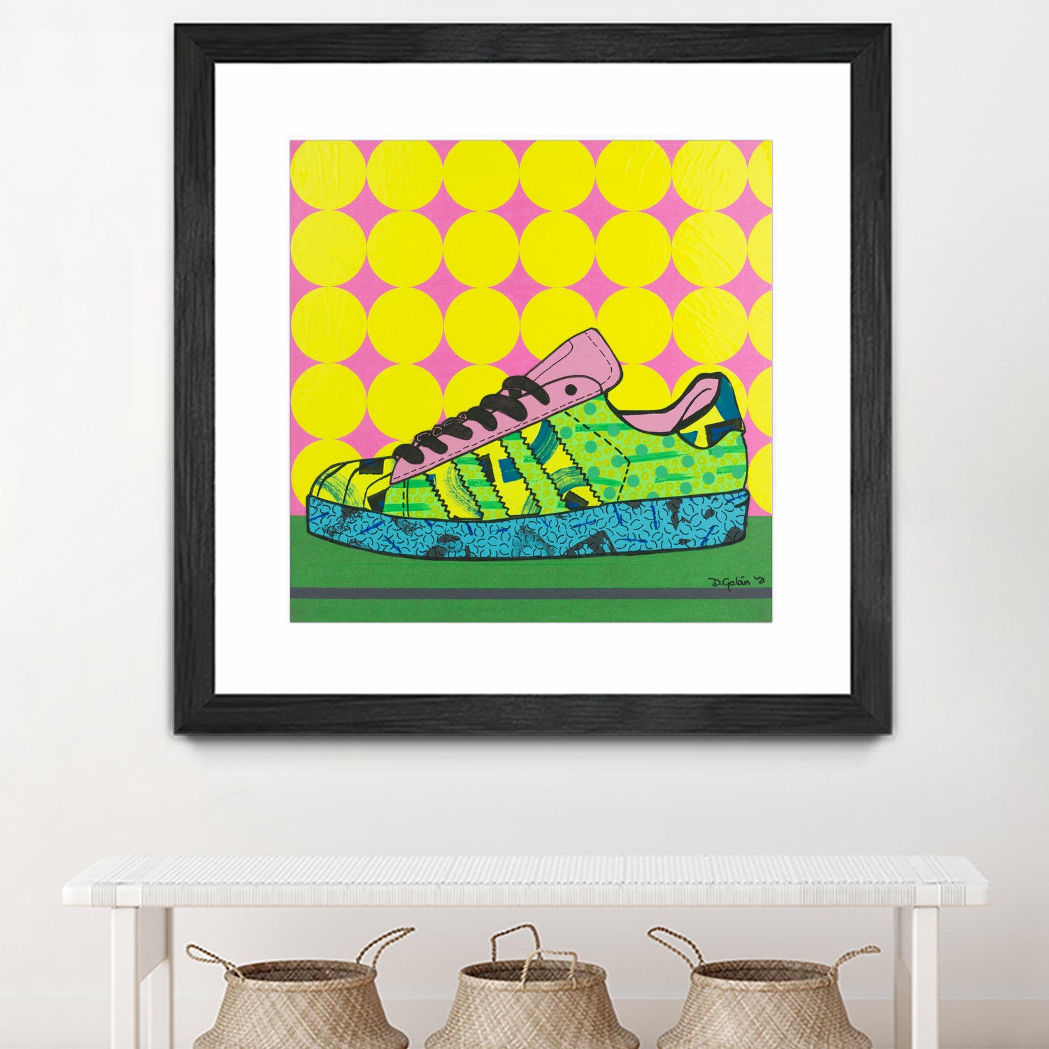 Superstar Green Pink Blue by David Galan on GIANT ART - green illustration sneeker