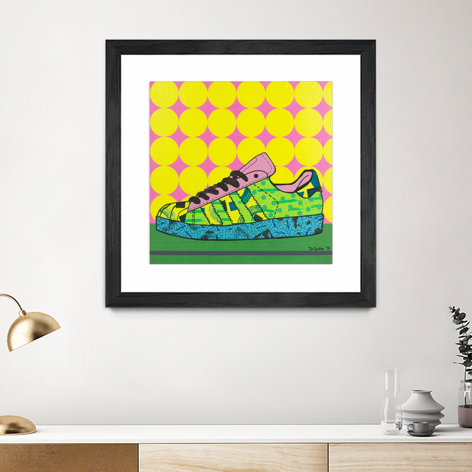 Superstar Green Pink Blue by David Galan on GIANT ART - green illustration sneeker