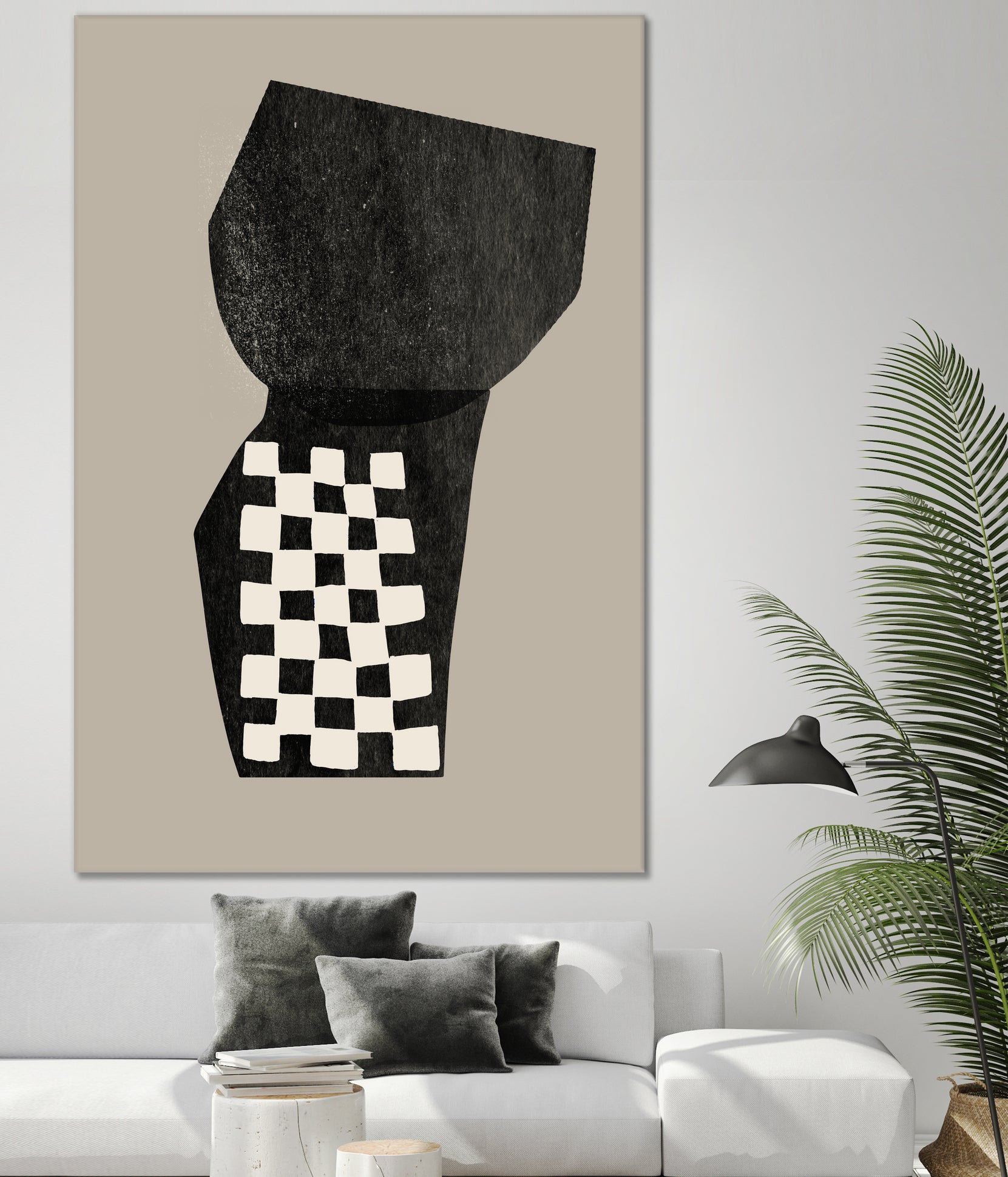 Checkered Abstraction by MIUUS STUDIO on GIANT ART - black shapes 