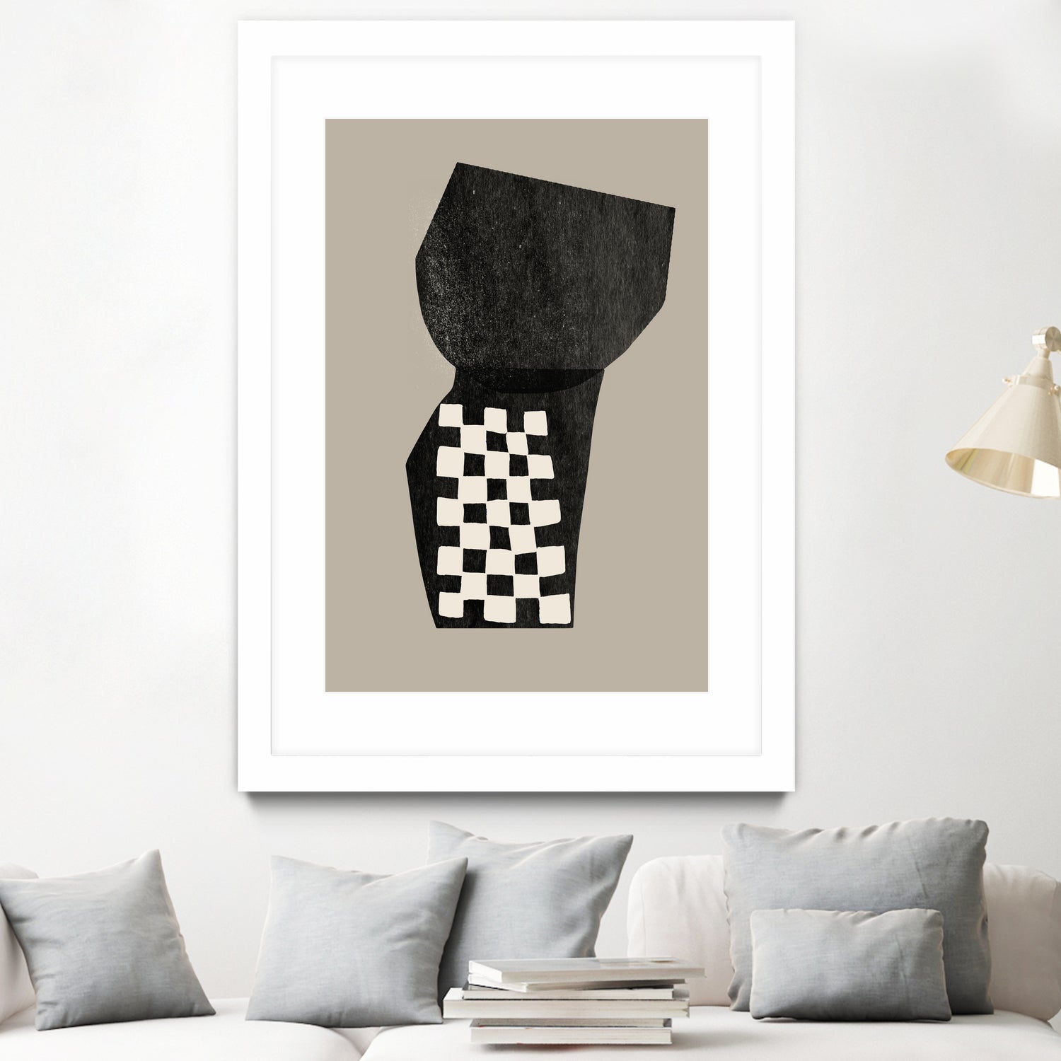 Checkered Abstraction by MIUUS STUDIO on GIANT ART - black shapes 