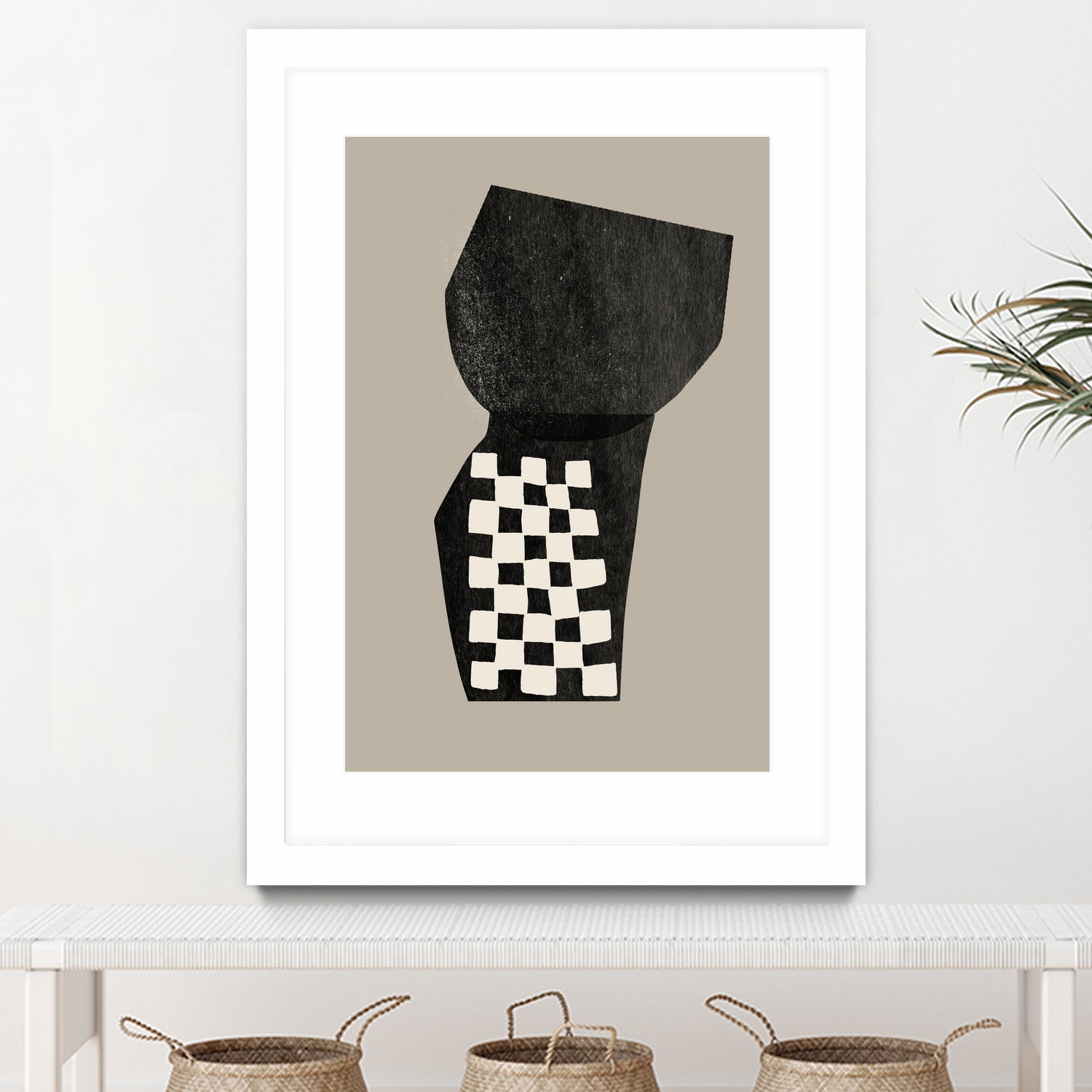 Checkered Abstraction by MIUUS STUDIO on GIANT ART - black shapes 