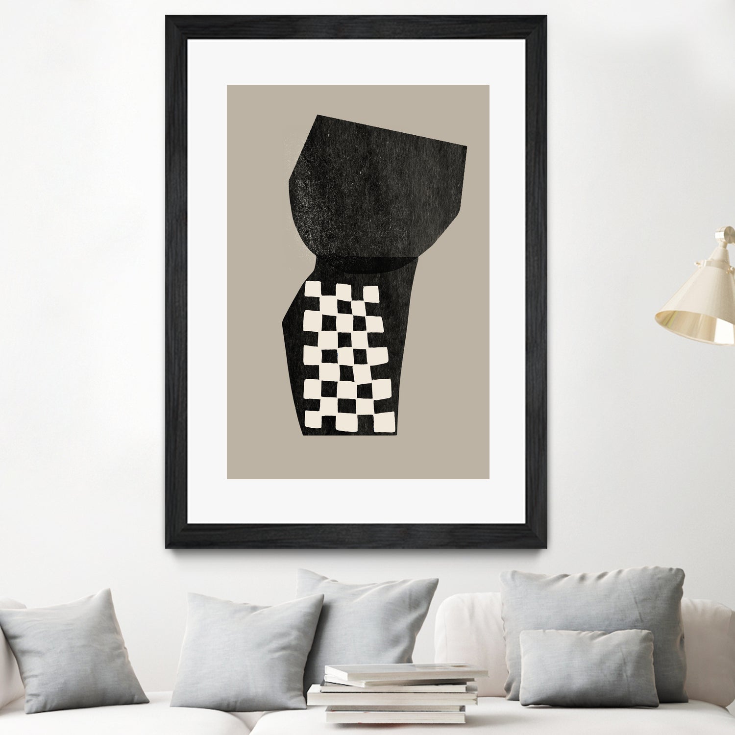 Checkered Abstraction by MIUUS STUDIO on GIANT ART - black shapes 