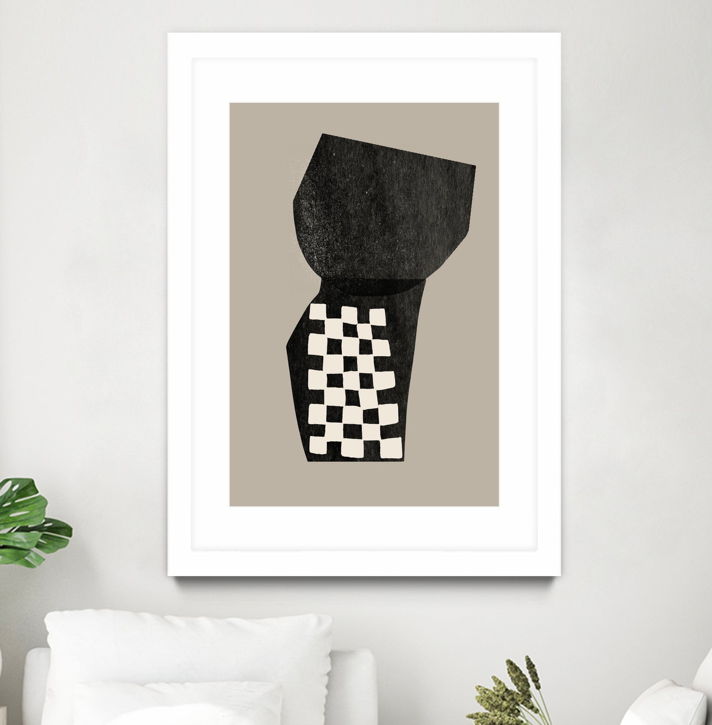 Checkered Abstraction by MIUUS STUDIO on GIANT ART - black shapes 