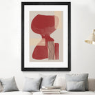 Crimson Harmony by THE MIUUS STUDIO  on GIANT ART - red shape  abstract, bold, white, grey, gray, calm, painting, print,  wallart,  wall art,  energetic, colourful, graphic print, illustration, soft, brush strokes, cute, prints, home decor, beige, black, drawing