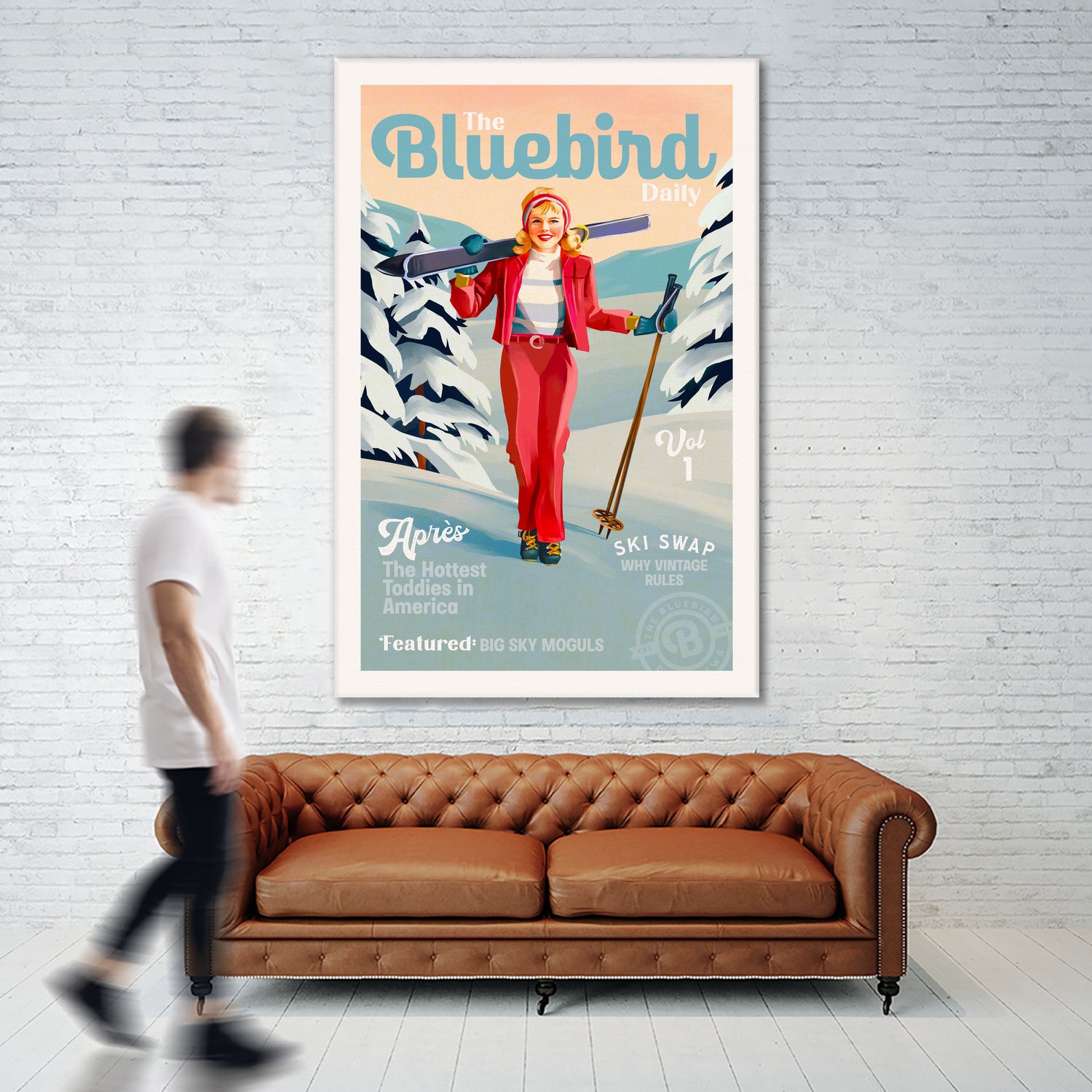The Bluebird Daily Pinup Ski Art by The Whiskey Ginger on GIANT ART - figurative text