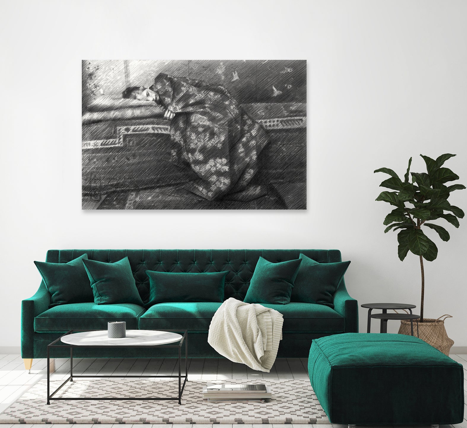 Geesje Kwak - 25-08-21 by Corne Akkers on GIANT ART - black figuative women sleeping