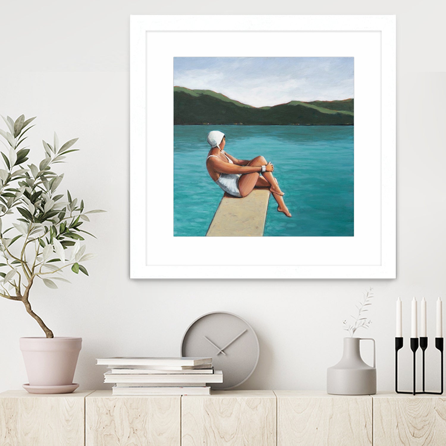 Swimmer At Lake by Sarah Morrissette on GIANT ART - figurative diving board