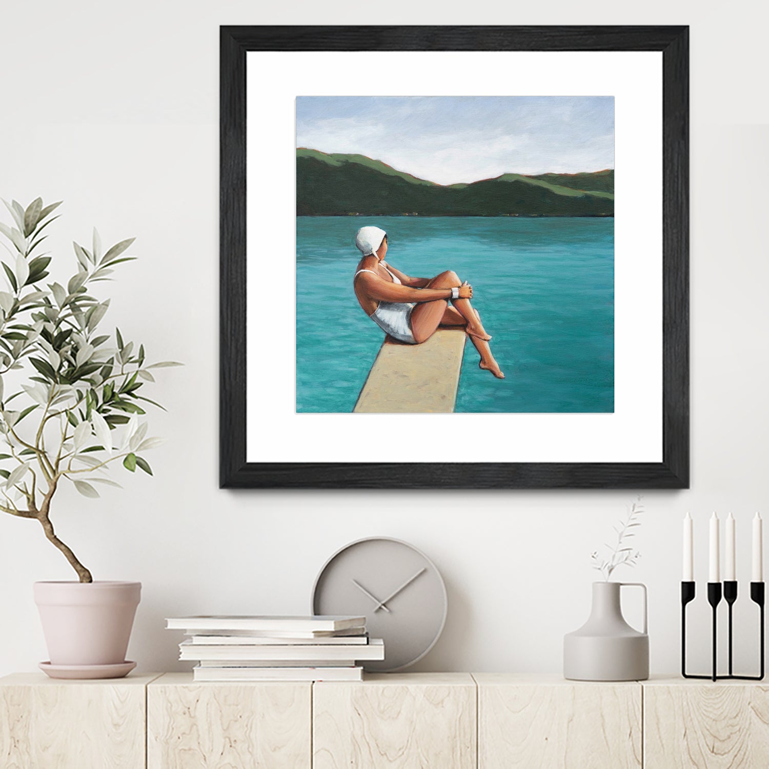 Swimmer At Lake by Sarah Morrissette on GIANT ART - figurative diving board