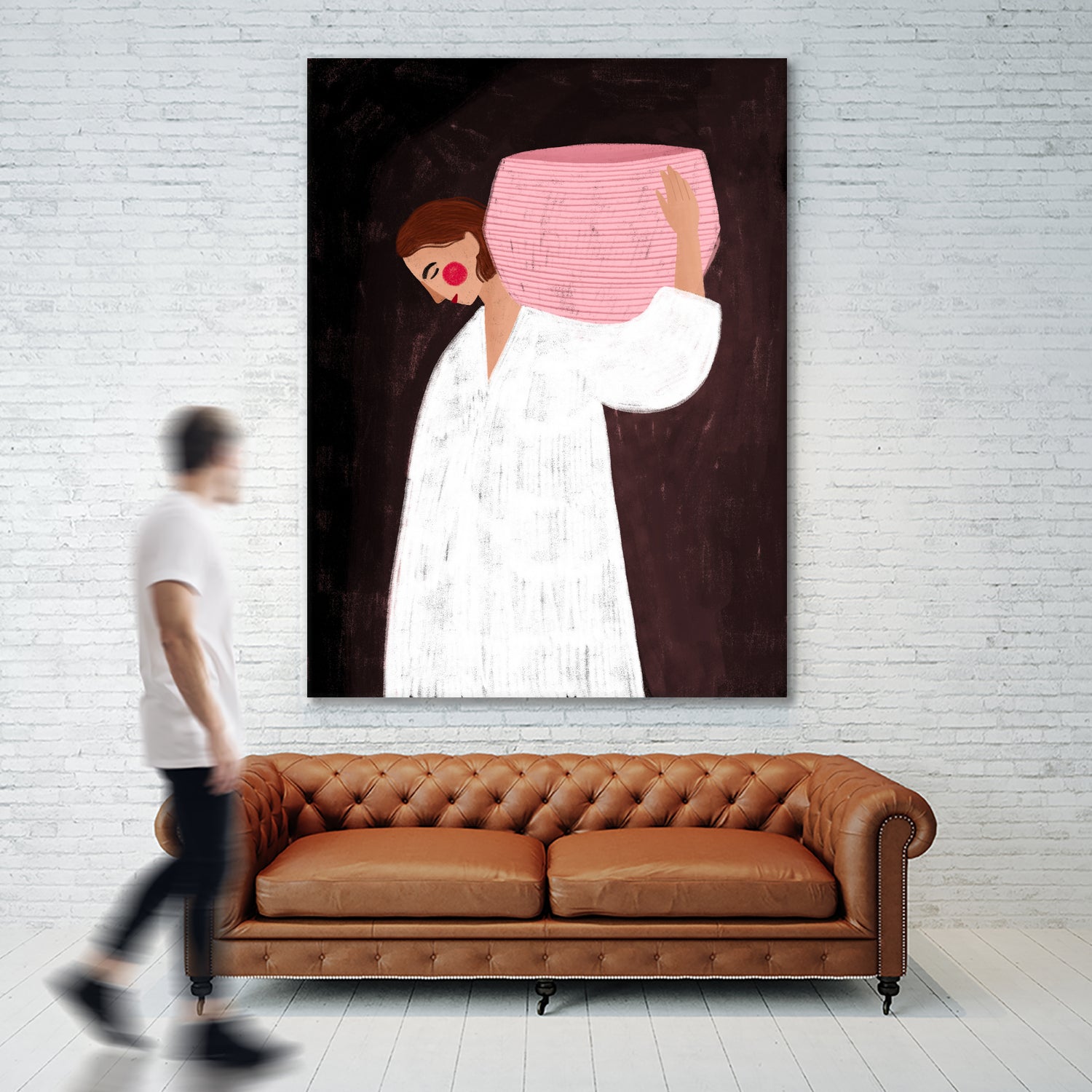 The Woman with the Pink Basket by Bea Muller on GIANT ART - figurative drawing