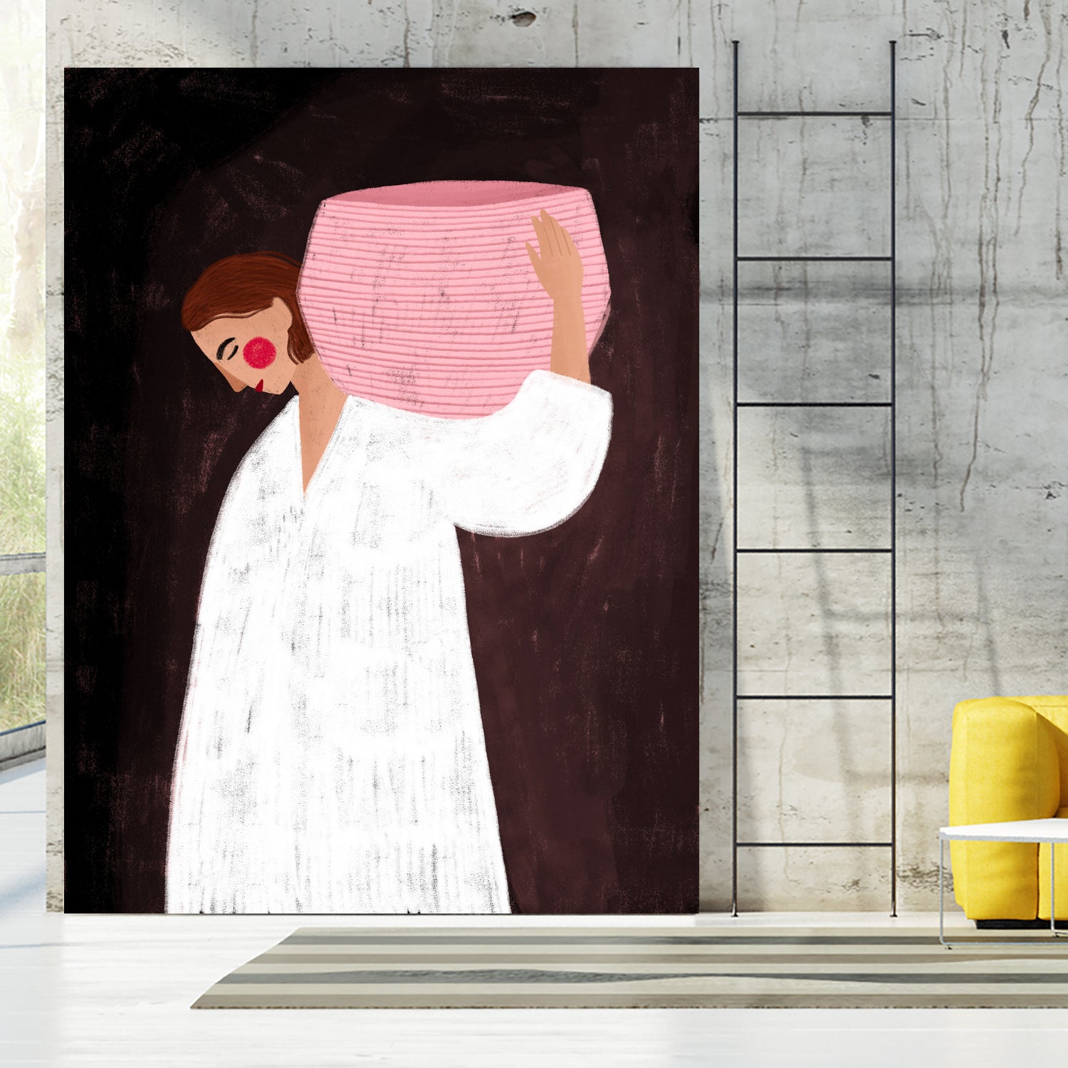 The Woman with the Pink Basket by Bea Muller on GIANT ART - figurative drawing