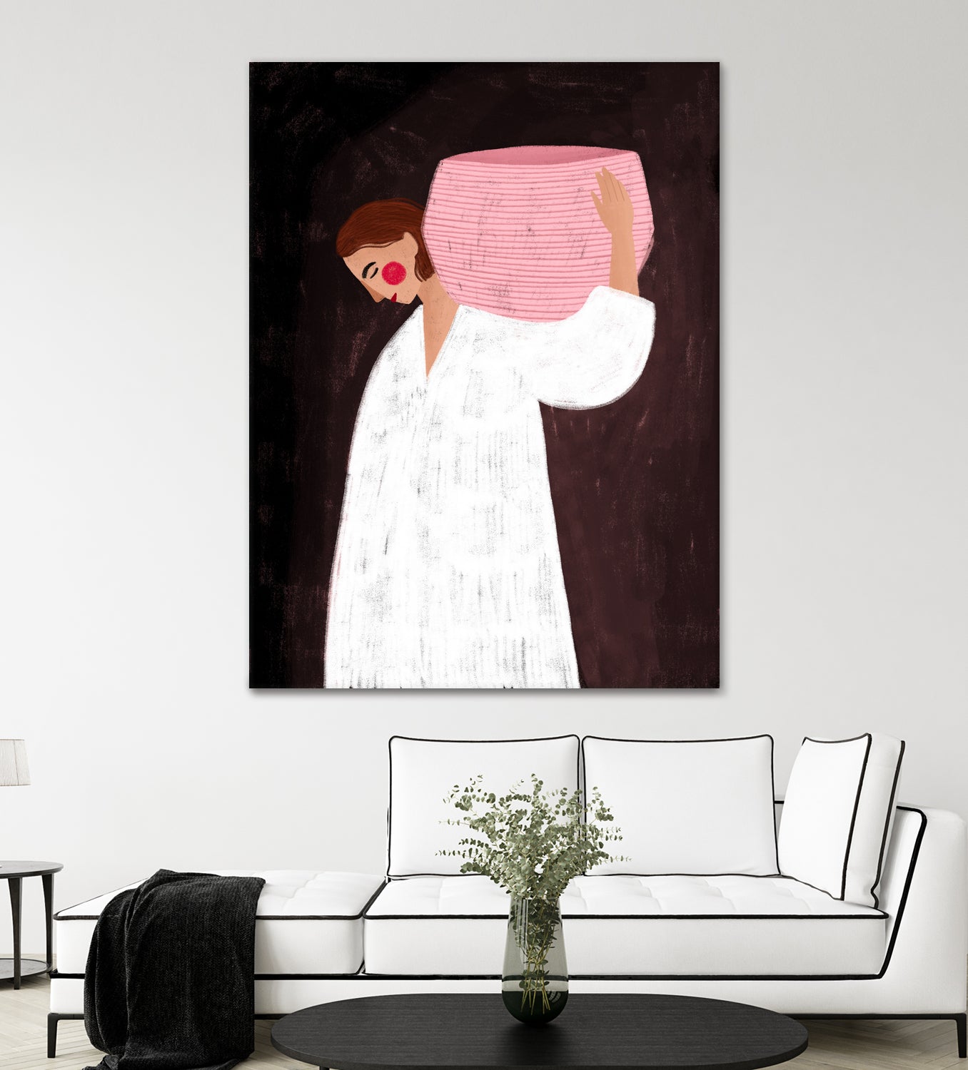 The Woman with the Pink Basket by Bea Muller on GIANT ART - figurative drawing