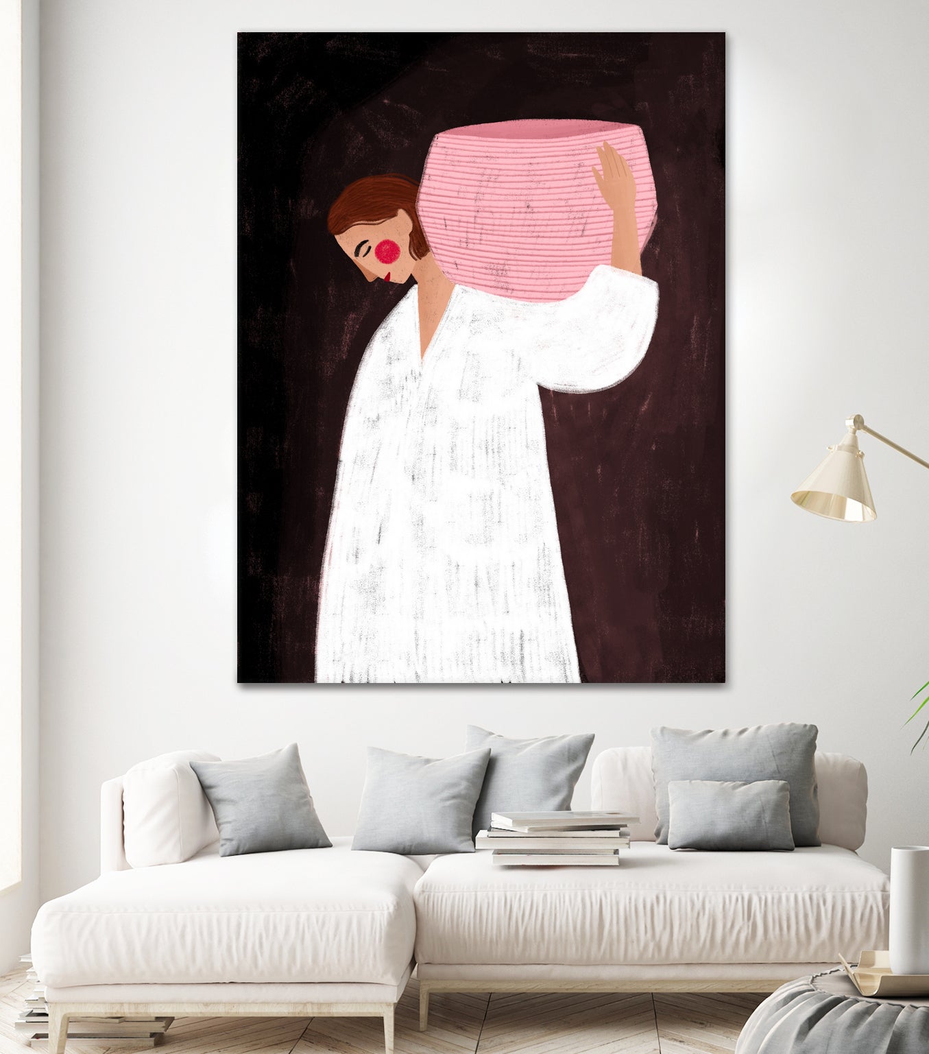 The Woman with the Pink Basket by Bea Muller on GIANT ART - figurative drawing