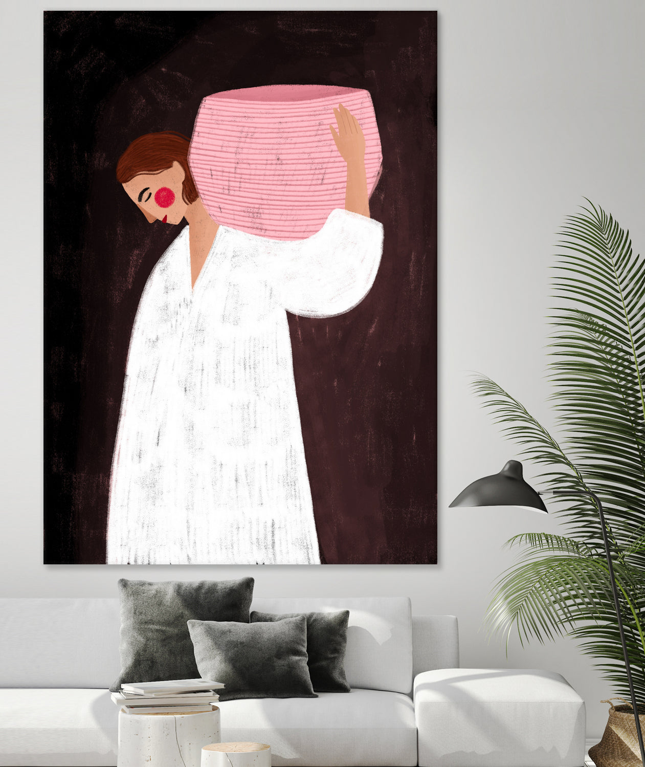 The Woman with the Pink Basket by Bea Muller on GIANT ART - figurative drawing