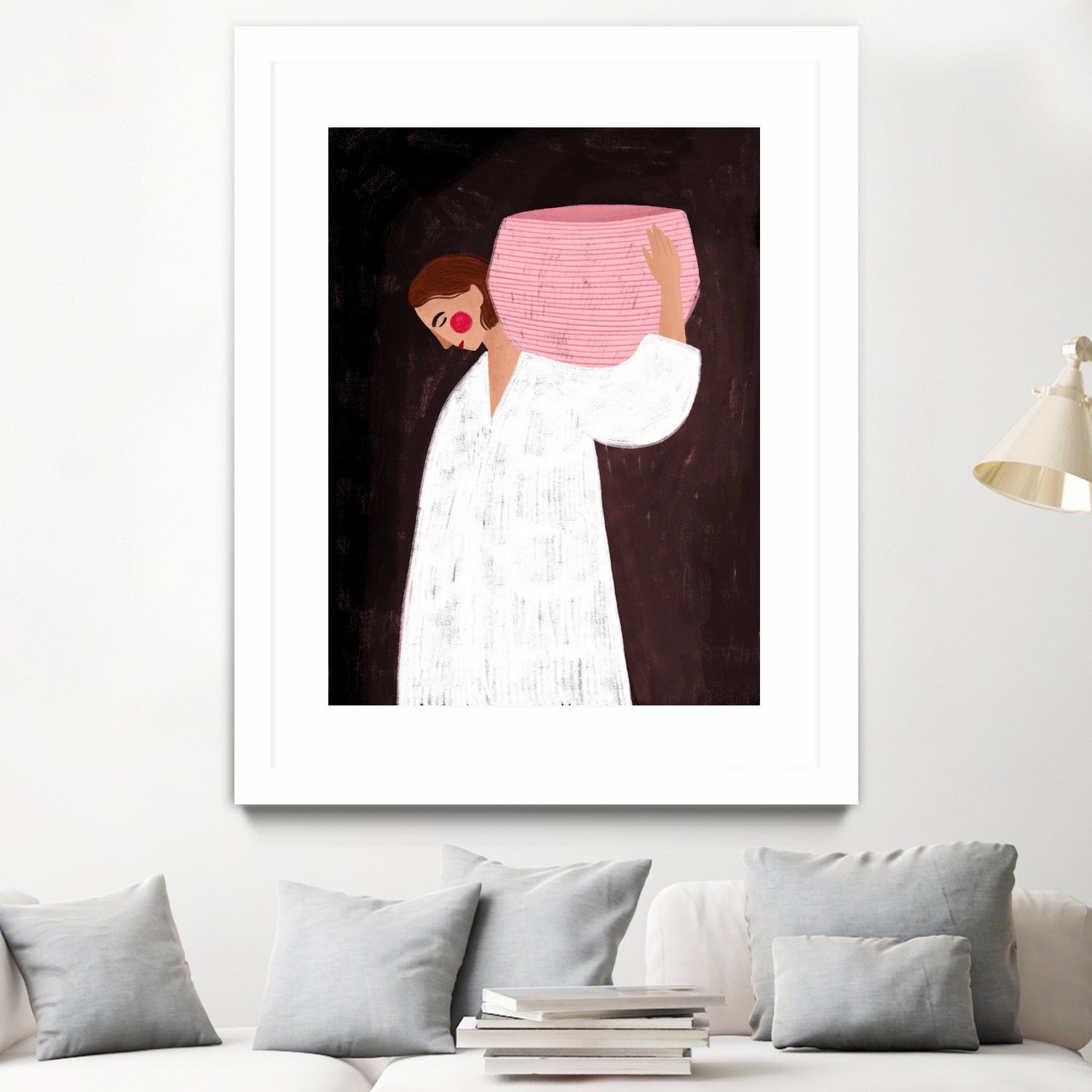 The Woman with the Pink Basket by Bea Muller on GIANT ART - figurative drawing