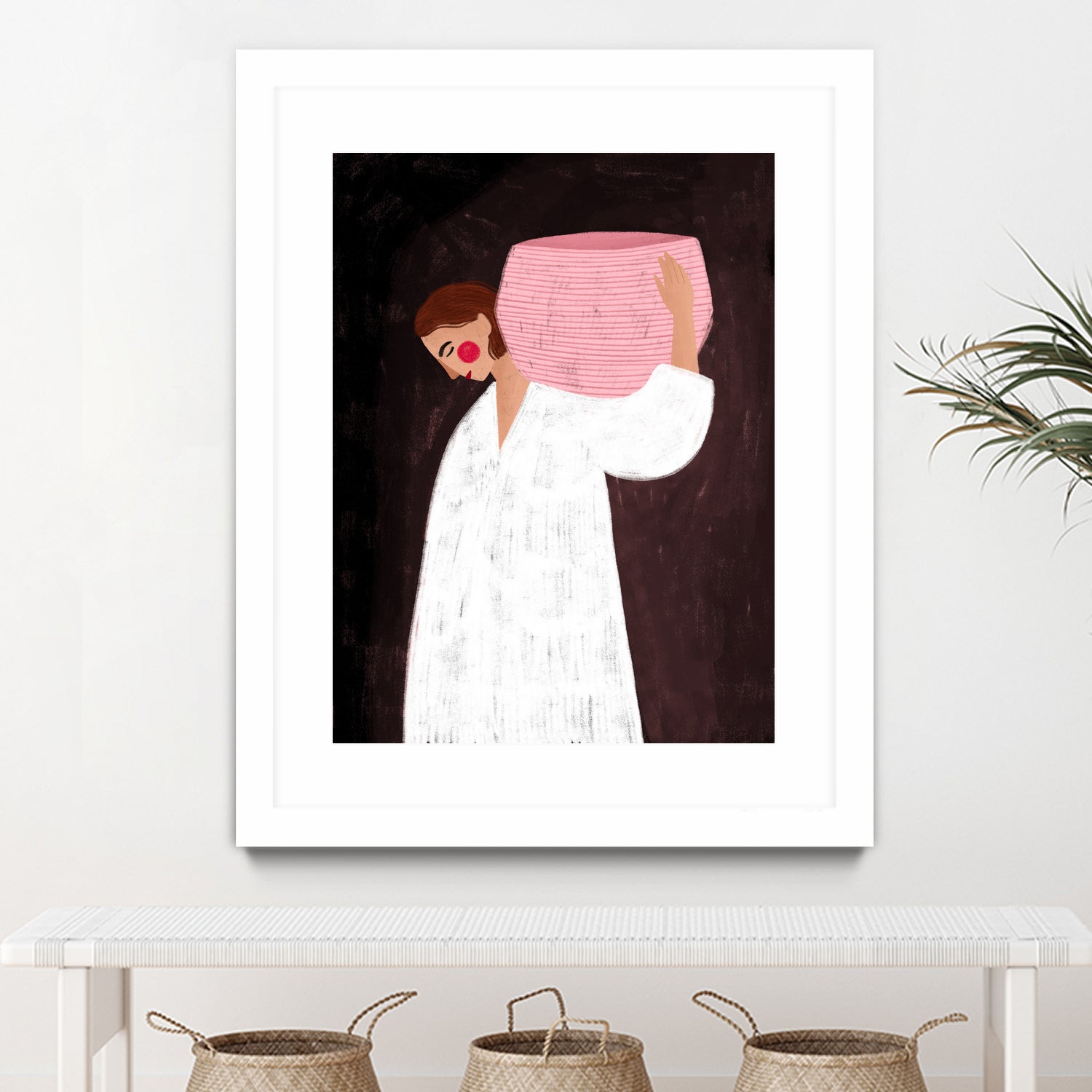 The Woman with the Pink Basket by Bea Muller on GIANT ART - figurative drawing