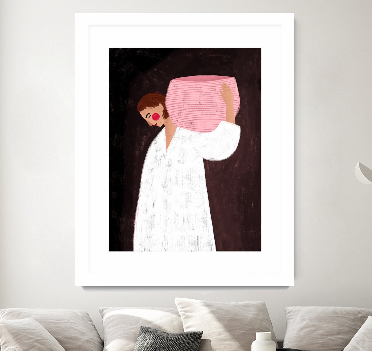 The Woman with the Pink Basket by Bea Muller on GIANT ART - figurative drawing