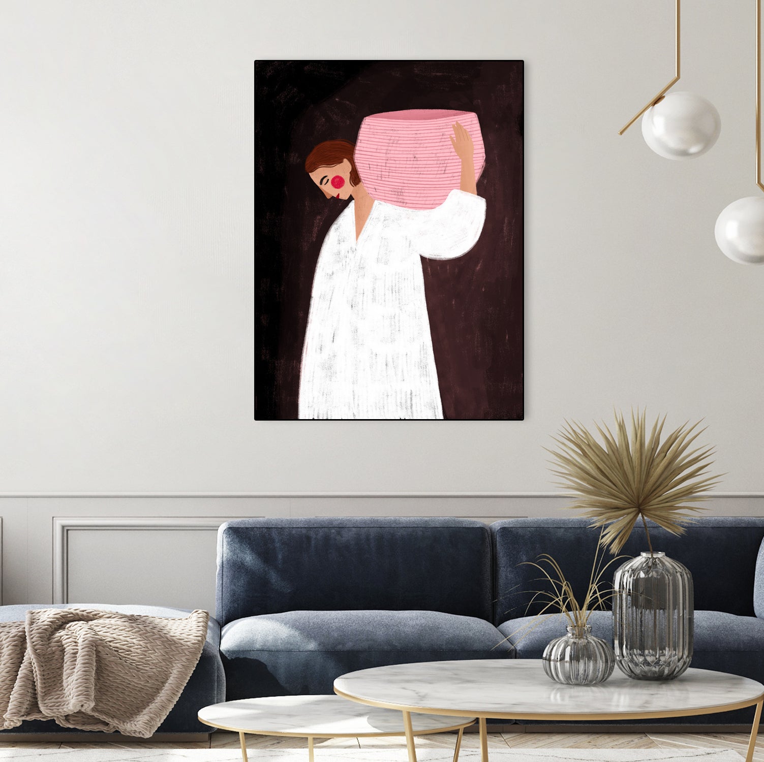 The Woman with the Pink Basket by Bea Muller on GIANT ART - figurative drawing