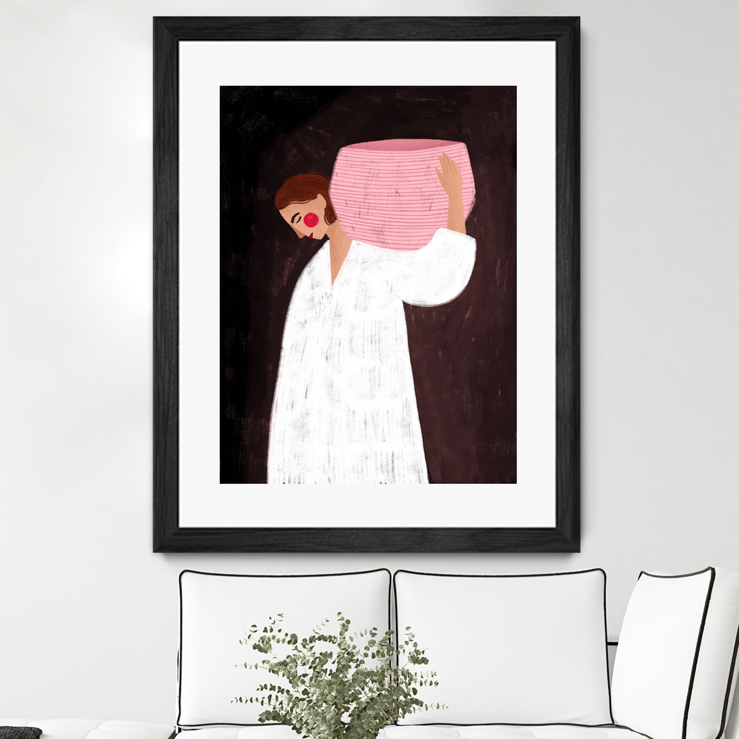 The Woman with the Pink Basket by Bea Muller on GIANT ART - figurative drawing