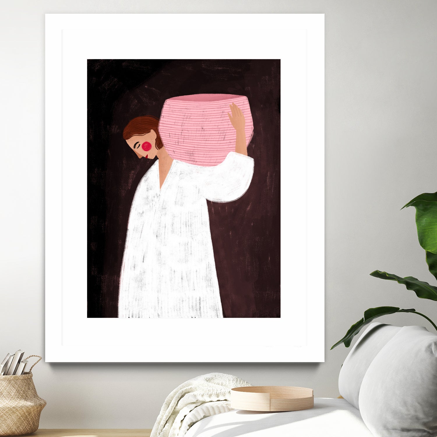 The Woman with the Pink Basket by Bea Muller on GIANT ART - figurative drawing