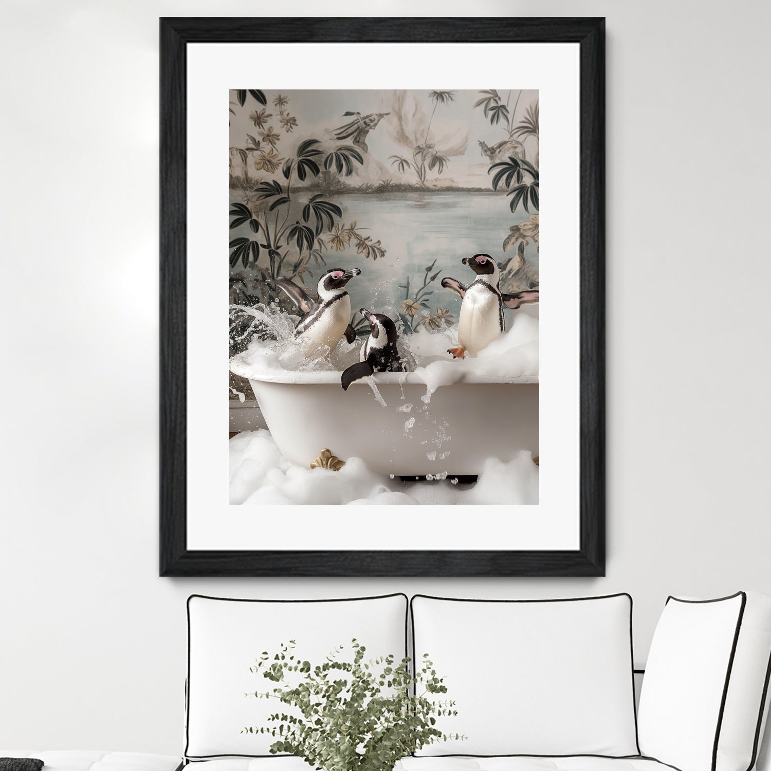 Penguin Splash Party by Niky Rahner on GIANT ART - botanical rahner