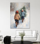 Kinder tragen Tanne im SchneegestApber by Ohkimiko on GIANT ART - kids kinder im schnee