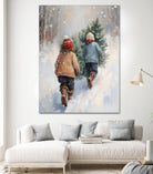 Kinder tragen Tanne im SchneegestApber by Ohkimiko on GIANT ART - kids kinder im schnee