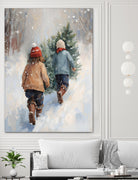 Kinder tragen Tanne im SchneegestApber by Ohkimiko on GIANT ART - kids kinder im schnee