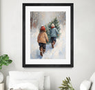 Kinder tragen Tanne im SchneegestApber by Ohkimiko on GIANT ART - kids kinder im schnee