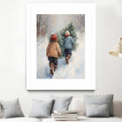 Kinder tragen Tanne im SchneegestApber by Ohkimiko on GIANT ART - kids kinder im schnee