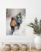 Kinder tragen Tanne im SchneegestApber by Ohkimiko on GIANT ART - kids kinder im schnee