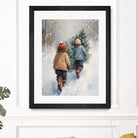 Kinder tragen Tanne im SchneegestApber by Ohkimiko on GIANT ART - kids kinder im schnee