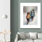 Kinder tragen Tanne im SchneegestApber by Ohkimiko on GIANT ART - kids kinder im schnee