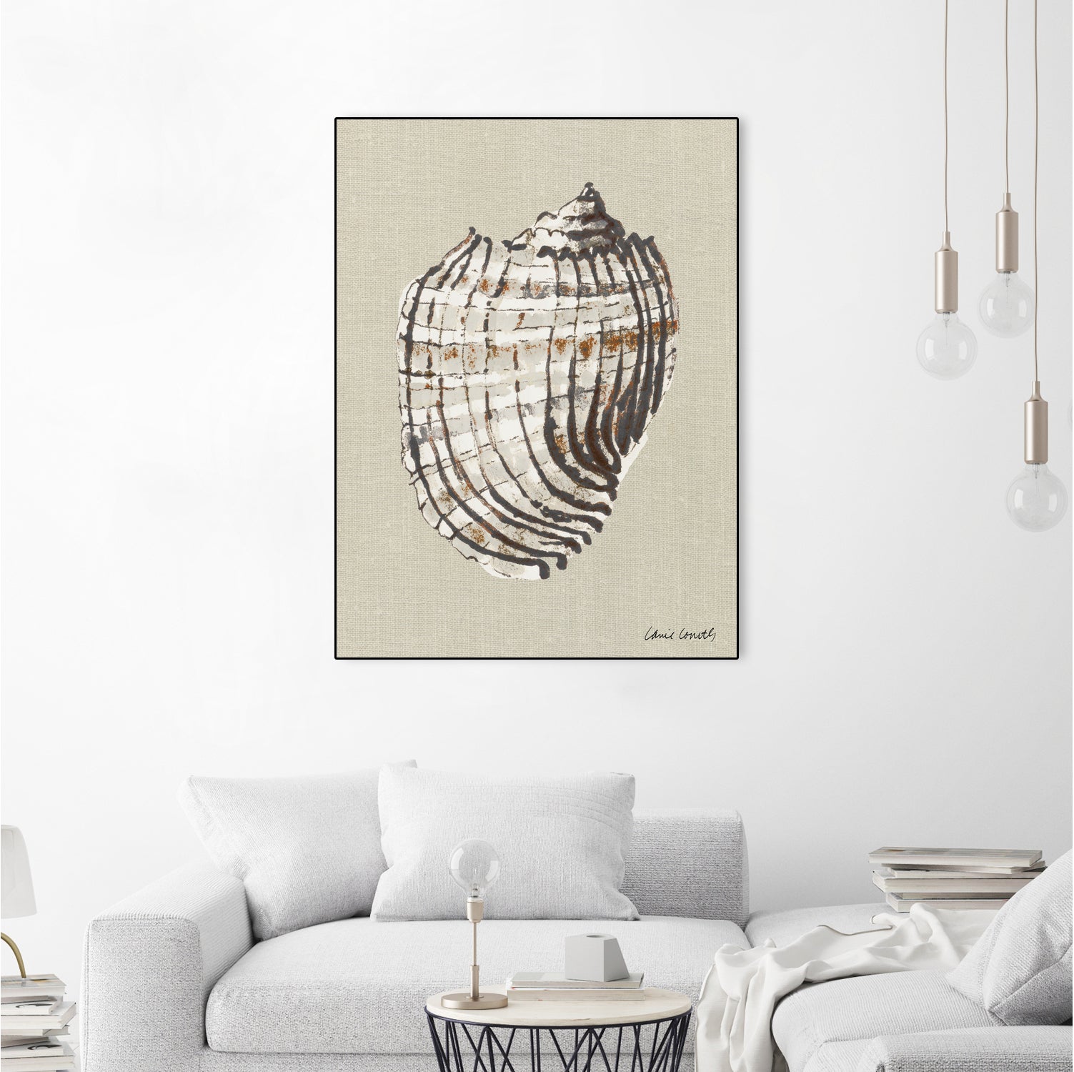 Shell on Burlap I by Lanie  Loreth on GIANT ART - coastal shell