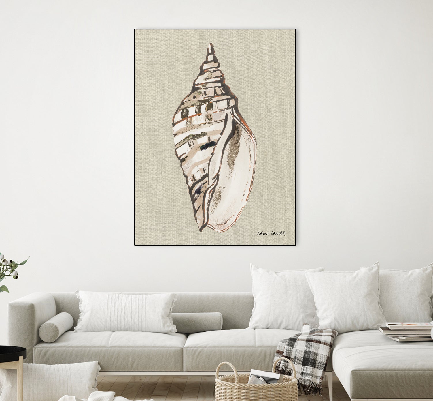 Shell on Burlap II by Lanie  Loreth on GIANT ART - coastal shell