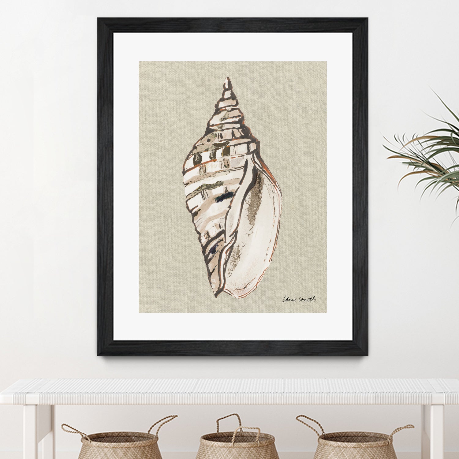 Shell on Burlap II by Lanie  Loreth on GIANT ART - coastal shell