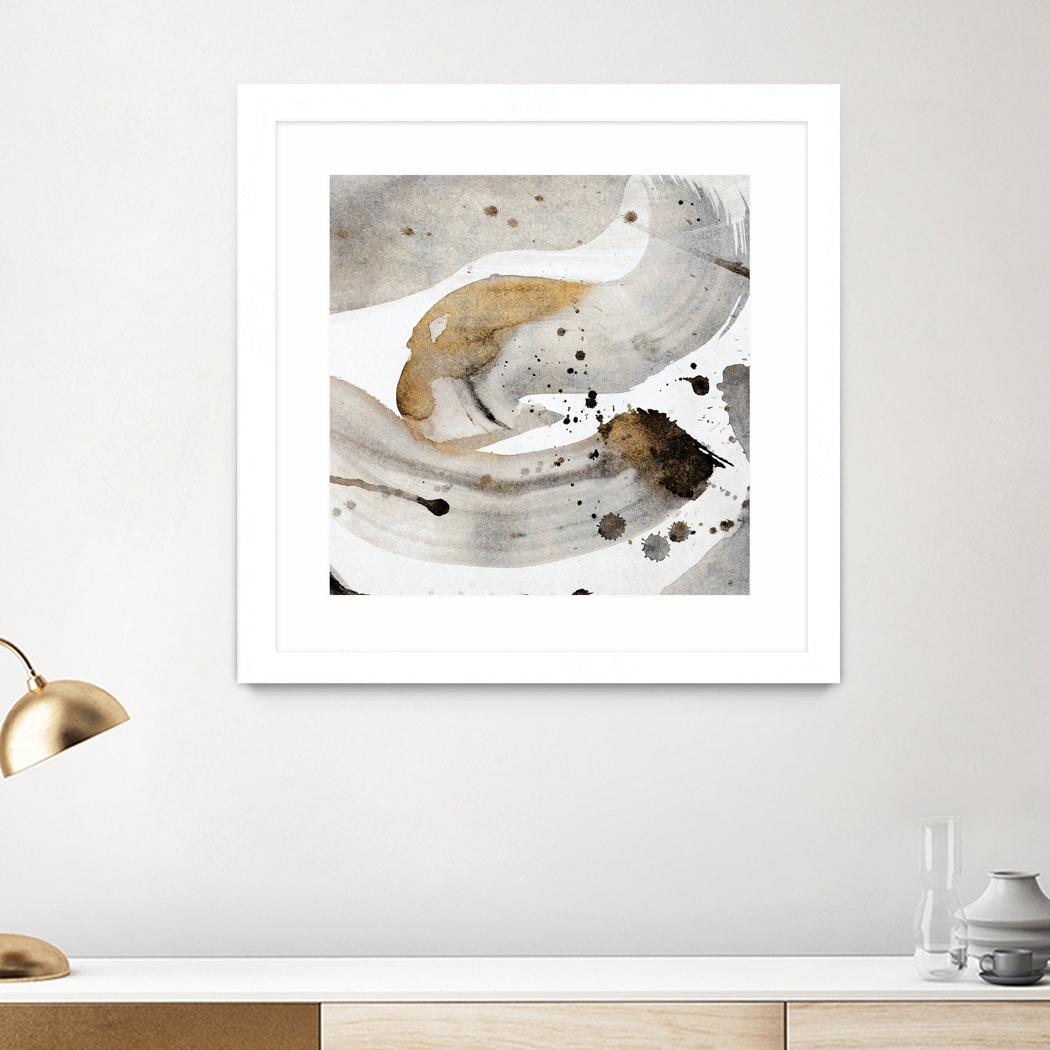 Gray Paint Abstract with Gold by Kat Papa on GIANT ART - abstract gray