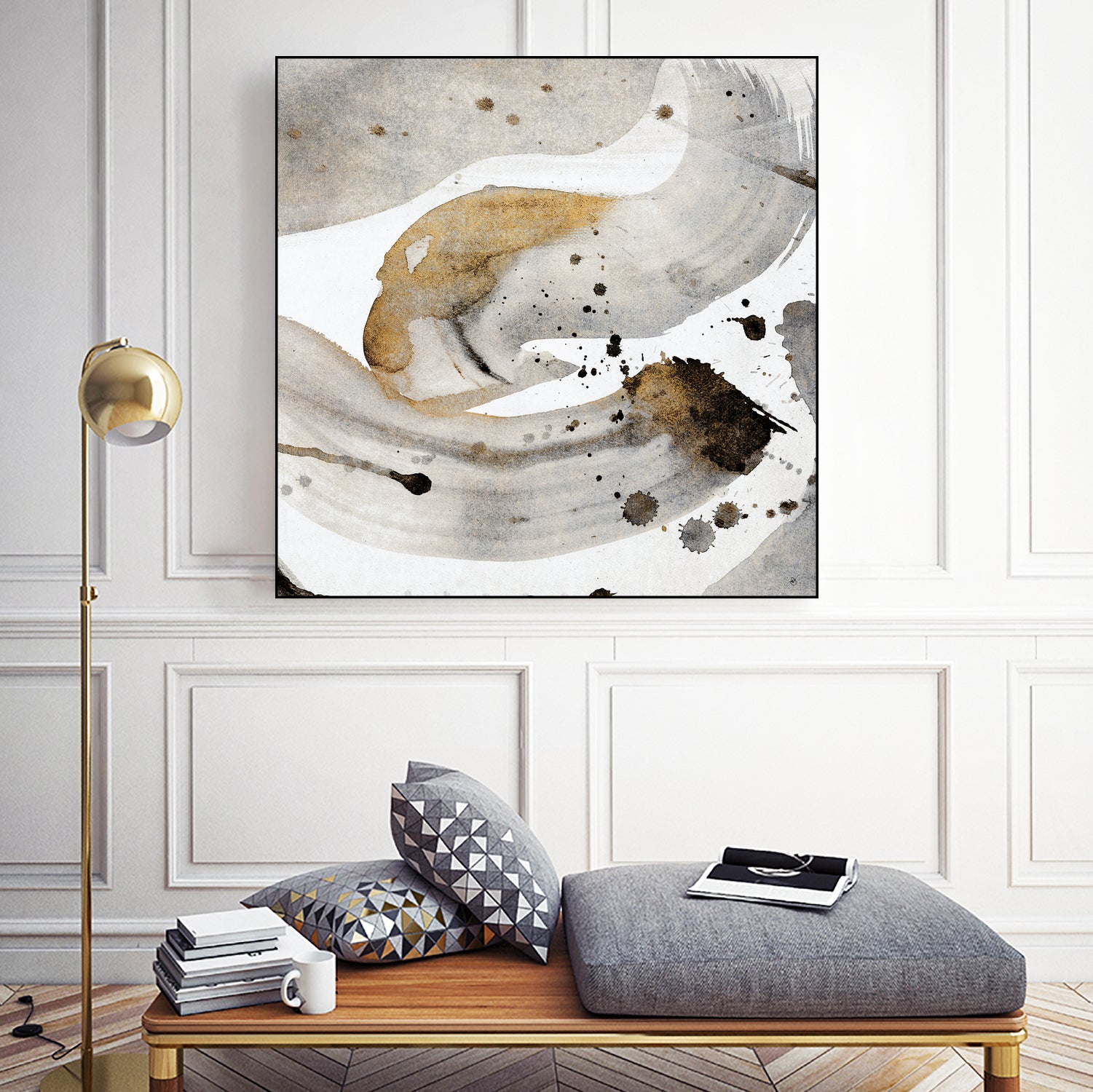 Gray Paint Abstract with Gold by Kat Papa on GIANT ART - abstract gray