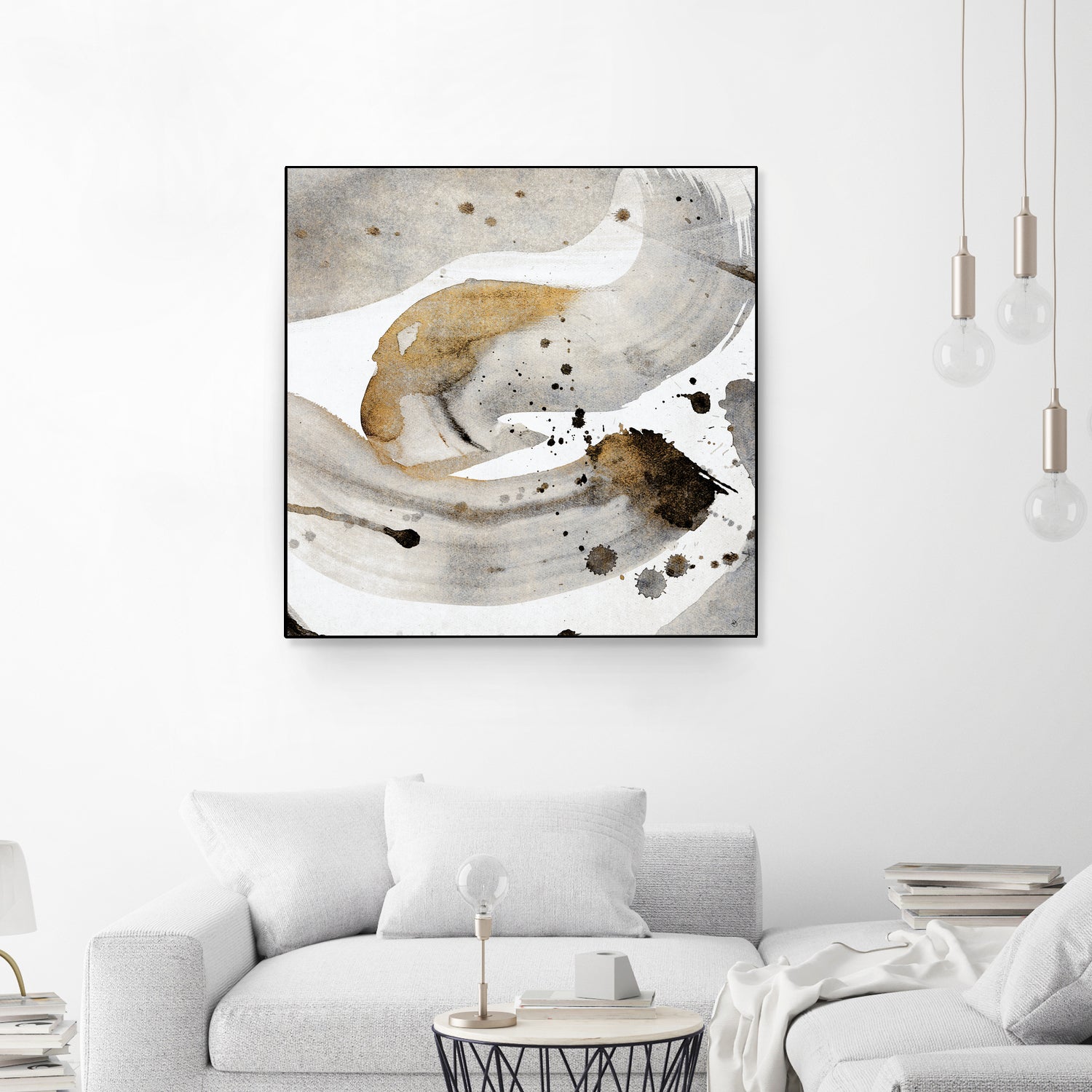 Gray Paint Abstract with Gold by Kat Papa on GIANT ART - abstract gray