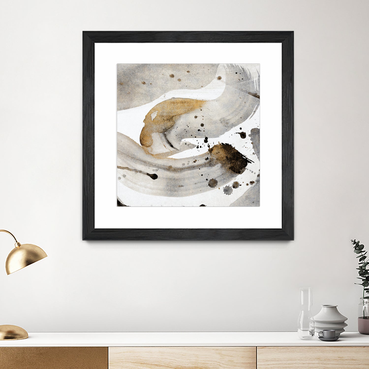 Gray Paint Abstract with Gold by Kat Papa on GIANT ART - abstract gray