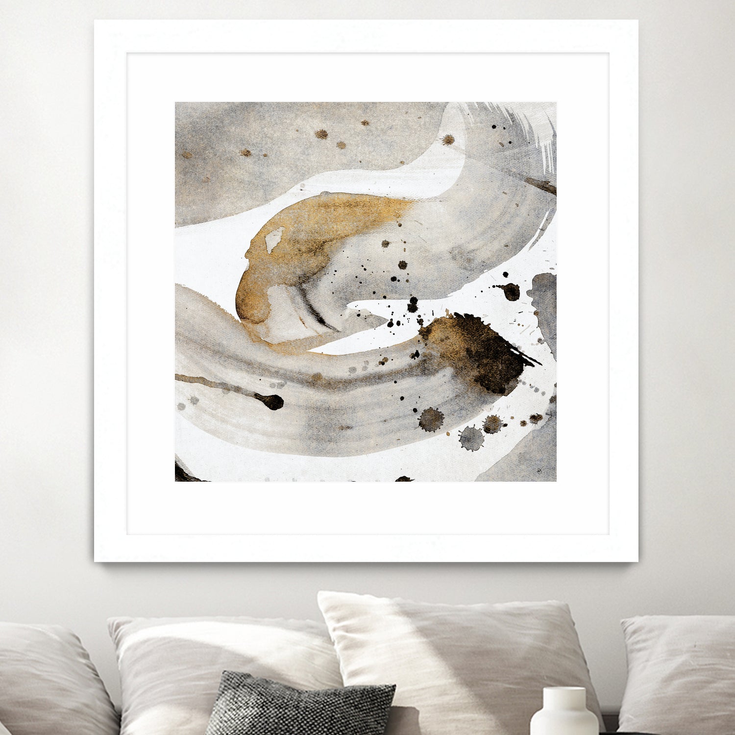 Gray Paint Abstract with Gold by Kat Papa on GIANT ART - abstract gray