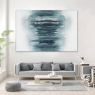 Teal with Silver Woods on White by Roberto Gonzalez on GIANT ART - abstract teal