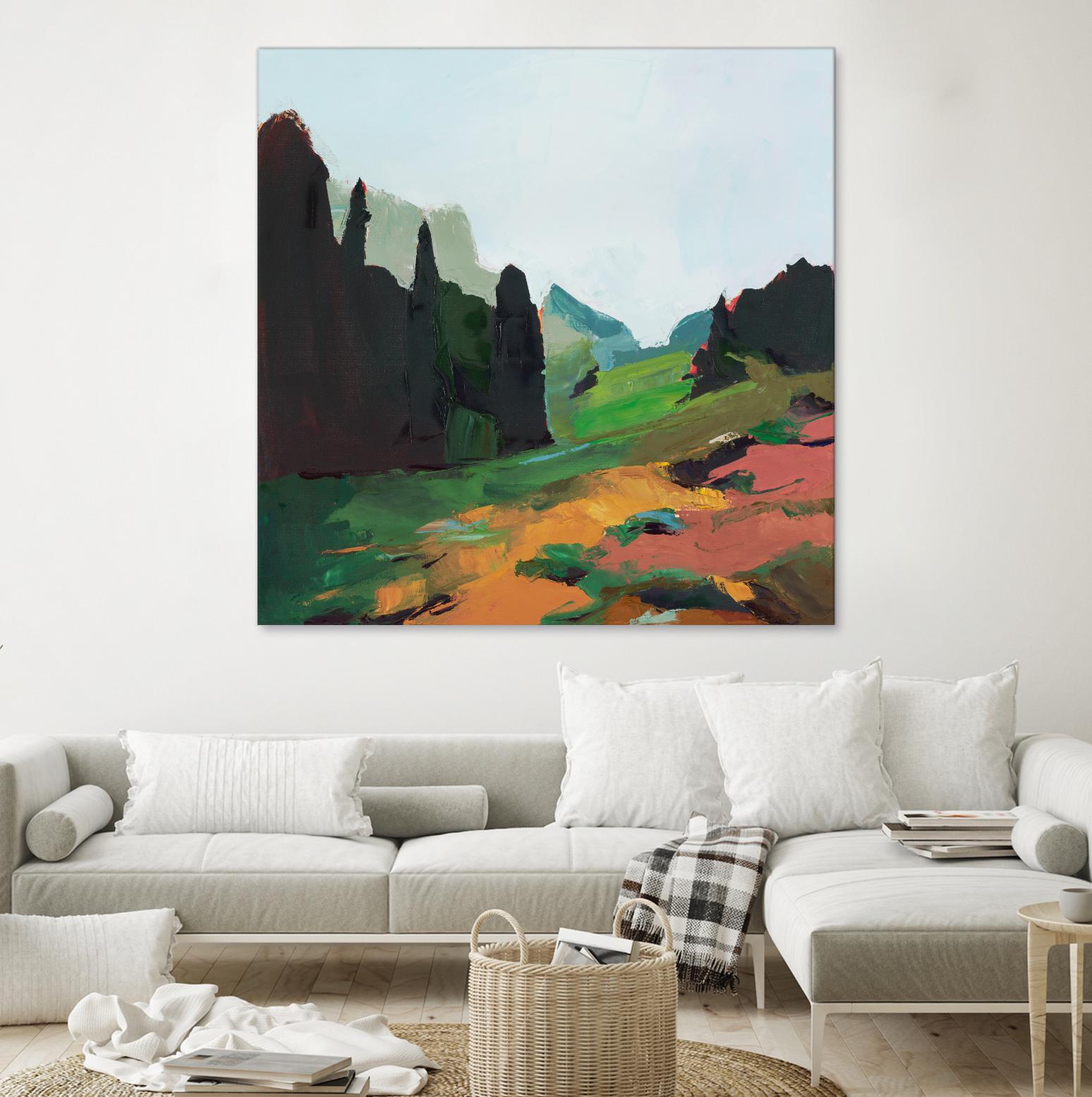 Green Alpine Meadow by Julie Denise on GIANT ART -  abstract 