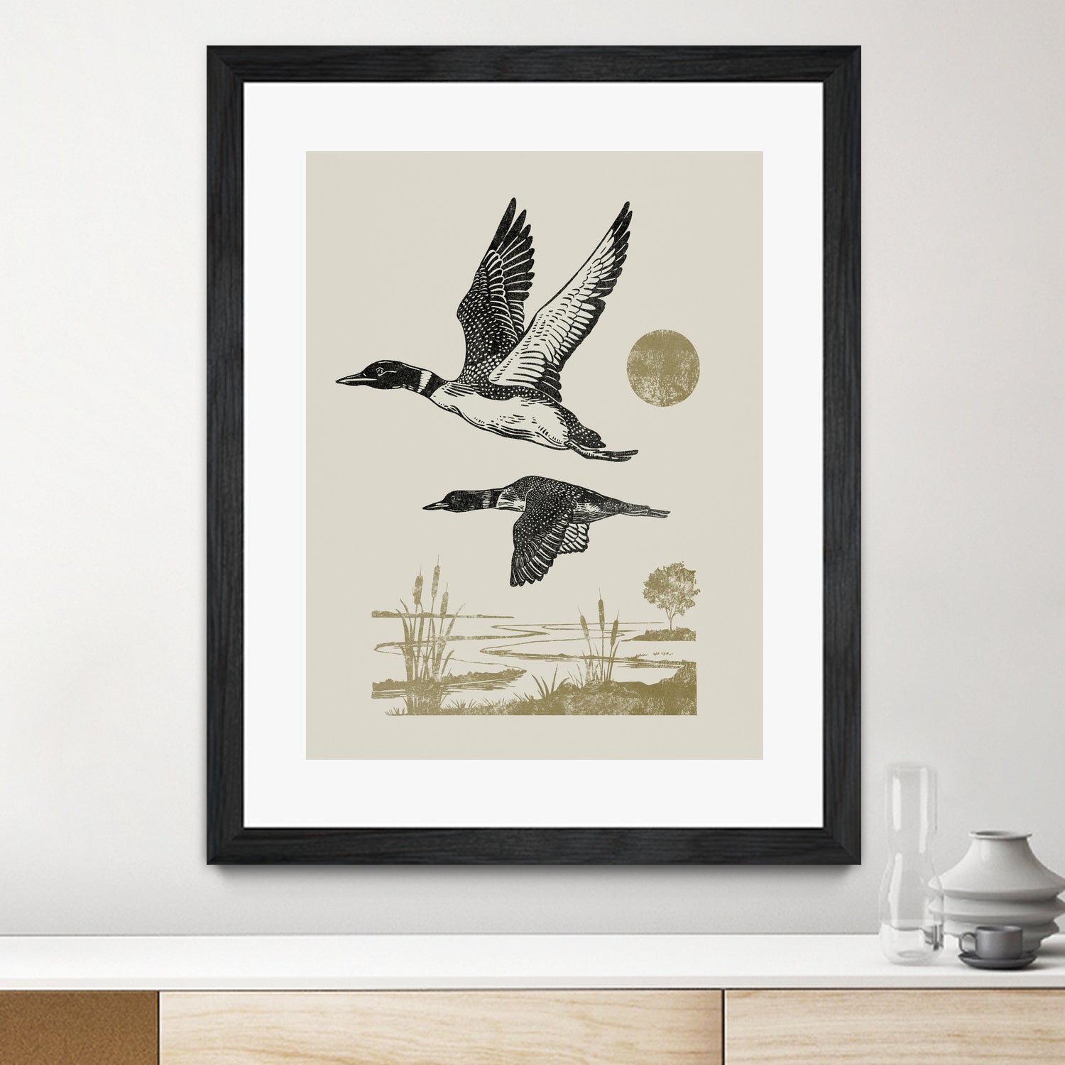 Lake Meditation ll by Victoria Barnes on GIANT ART - animals nature birds