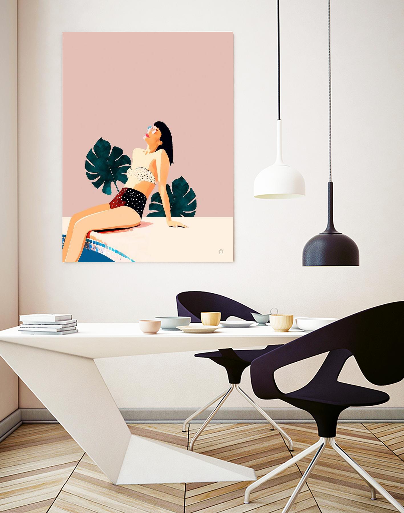 Sunday by 83 Oranges on GIANT ART - pink illustration pool