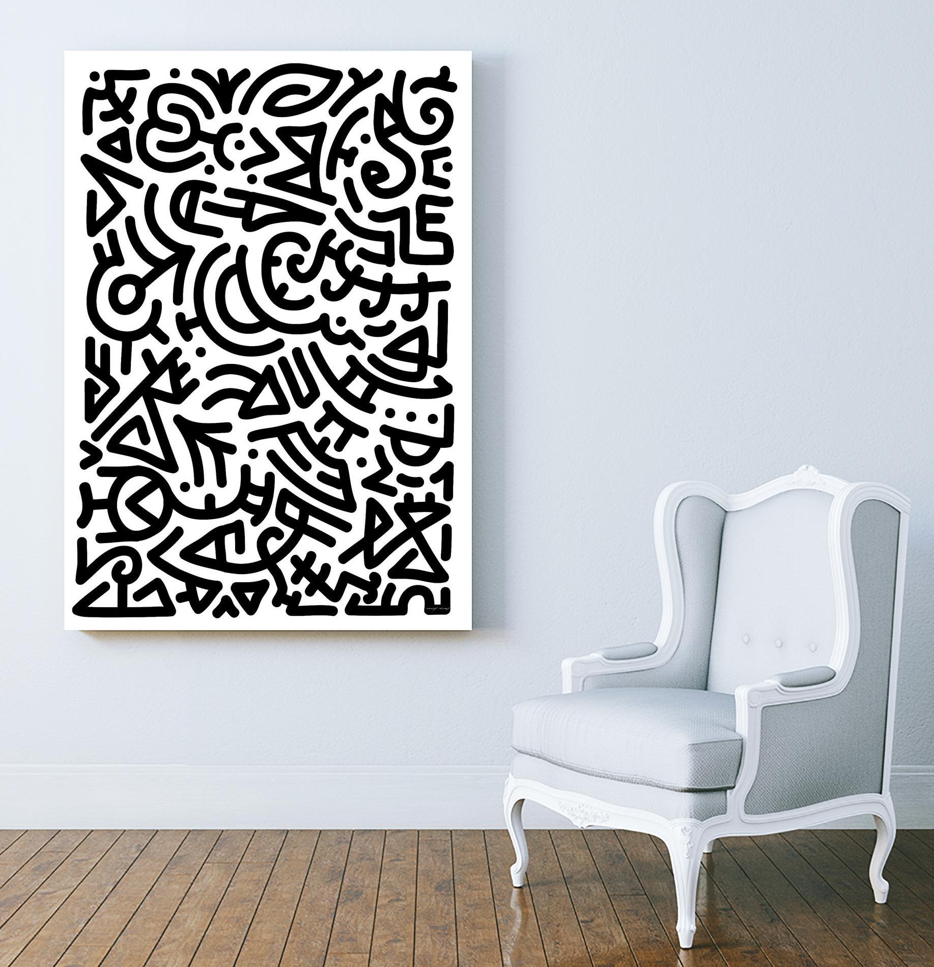 Bold Black Marker Doodle Lines by Bicone on GIANT ART