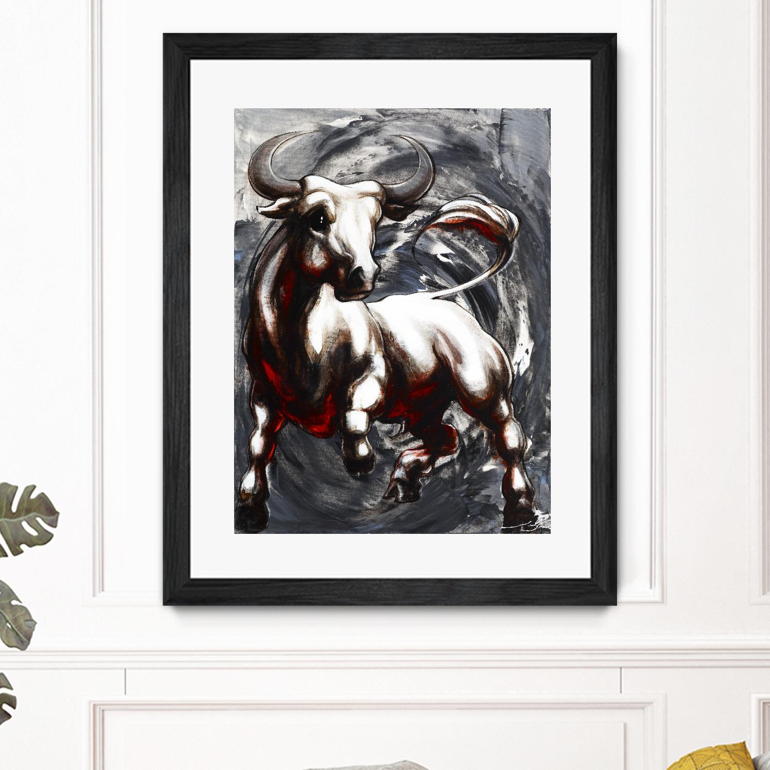 Deadline by Marie Andrée Leblond on GIANT ART - white animals taureau