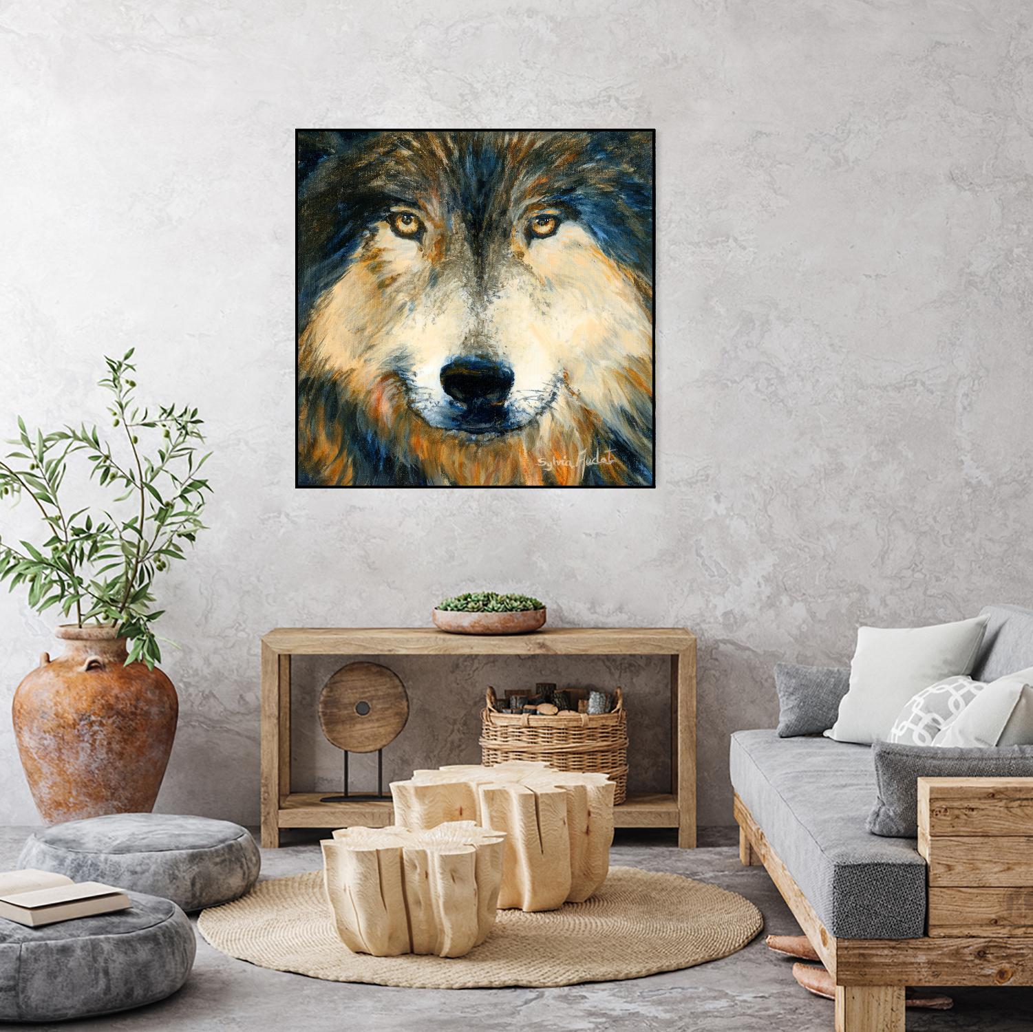 Regard inquiet du loup by Sylvia Audet on GIANT ART - white animals