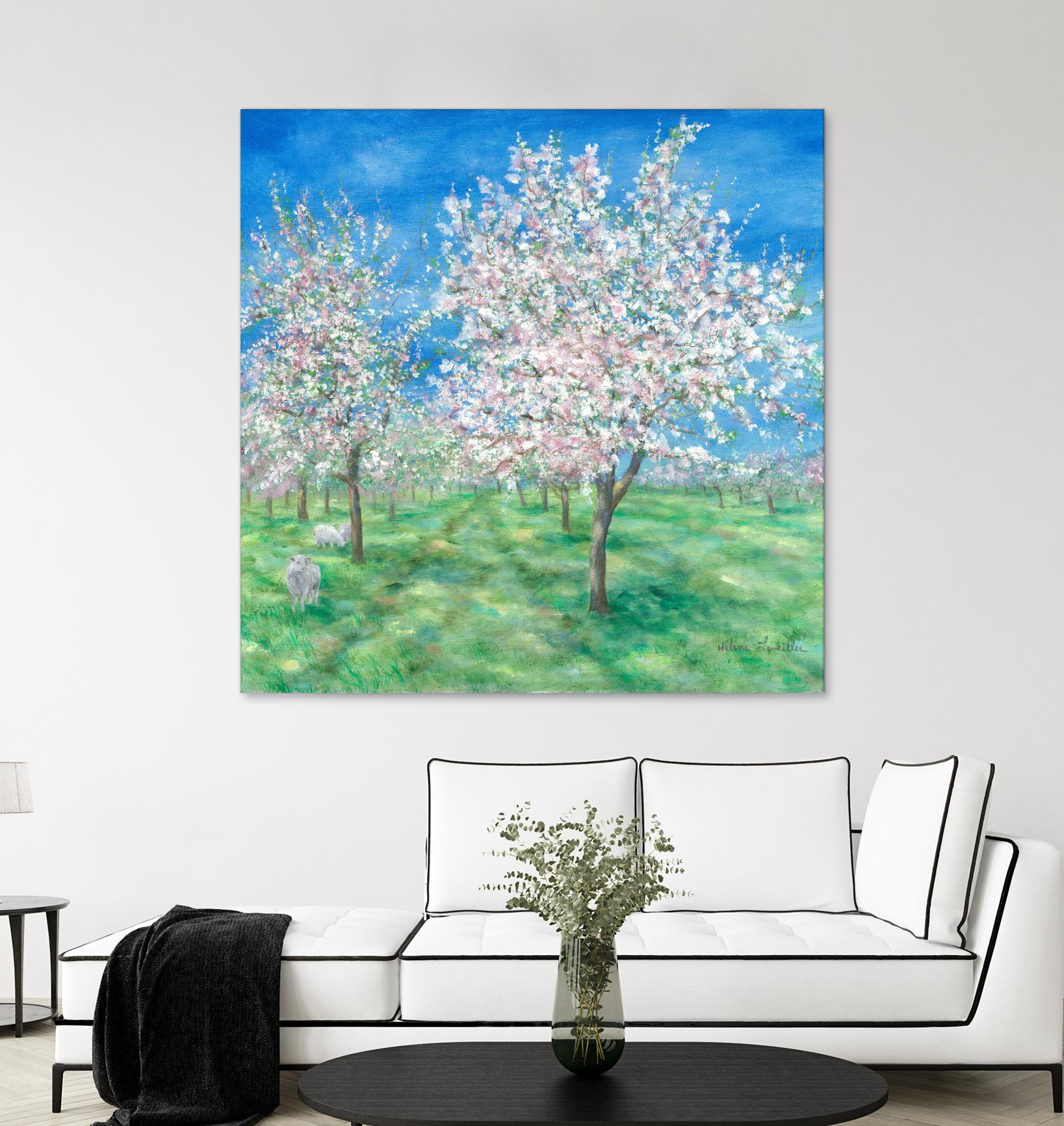 Le Verger en fleurs by Hélène Léveillée on GIANT ART - green landscape arbre en fleur