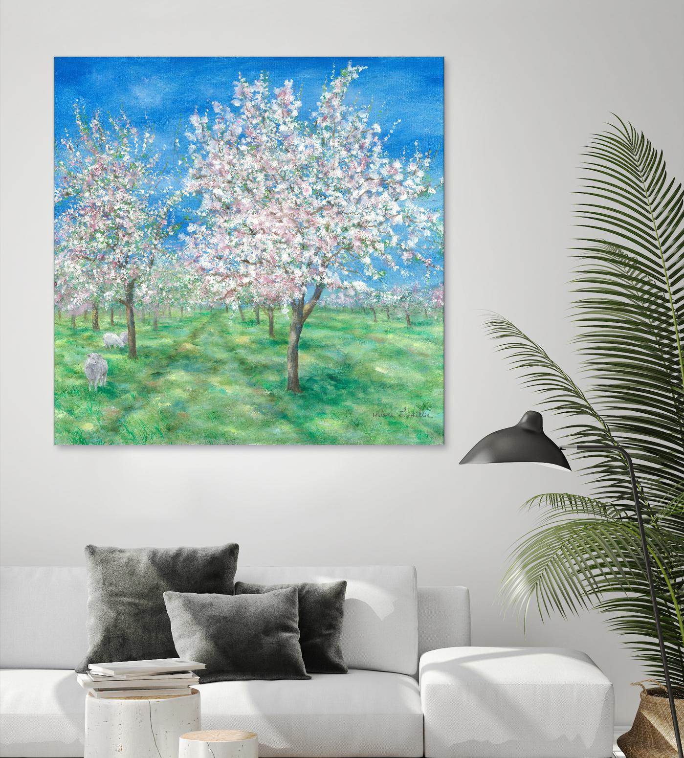 Le Verger en fleurs by Hélène Léveillée on GIANT ART - green landscape arbre en fleur